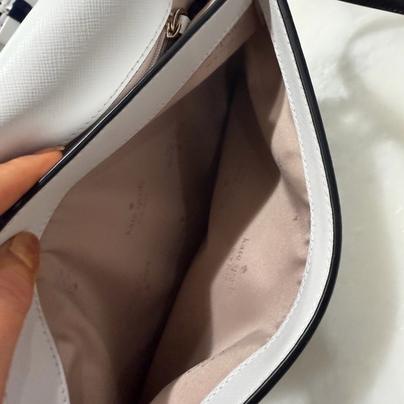 Kate Spade New York Beige Blush Pink & White Flap Crossbody Bag Like New - Picture 9 of 10